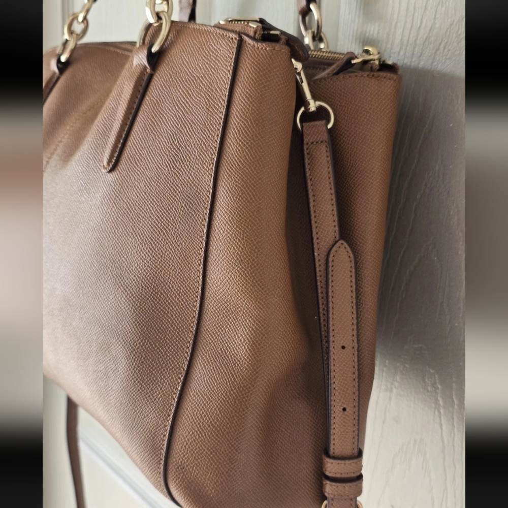 Coach Christie Carryall Leather HandBag Brown Women Large 3way Removeable Strap - Picture 7 of 13